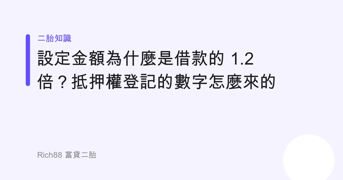 設定金額為什麼是借款的 1.2 倍？抵押權登記的數字怎麼來的